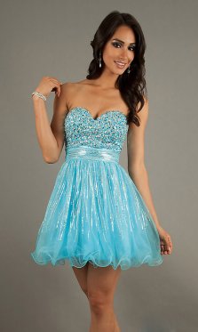 Cheap For Blue Sweetheart Layered Short Sequin Prom Dress